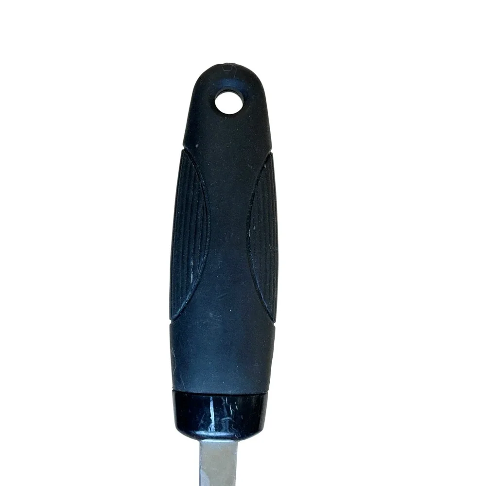 EKCO Stainless Steel Slotted Spatula 14 In Fish Turner Black Rubber Grip Handle